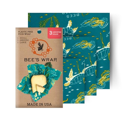 Bee's Wrap Reusable Beeswax Food Wraps - Natural, Toxin-Free, Assorted Sizes, 6 Pack