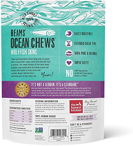 The Honest Kitchen Beams Fish Skin Treat - High Protein, Omega 3, Grain Free - 12oz