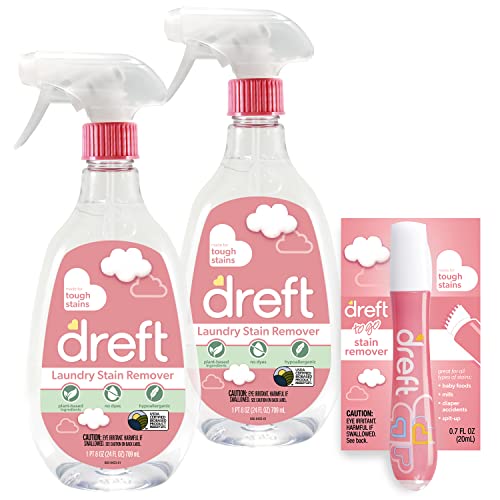 Dreft Stain Remover Spray - Plant-Based, Hypoallergenic for Baby Clothes - 24 Fl Oz (Pack of 2)