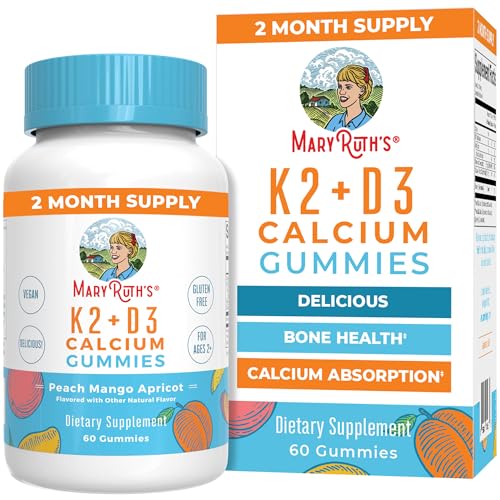 MaryRuth Organics Calcium with Vitamins D3 & K2 - Bone & Joint Support, Vegan Gummies - 60 Count