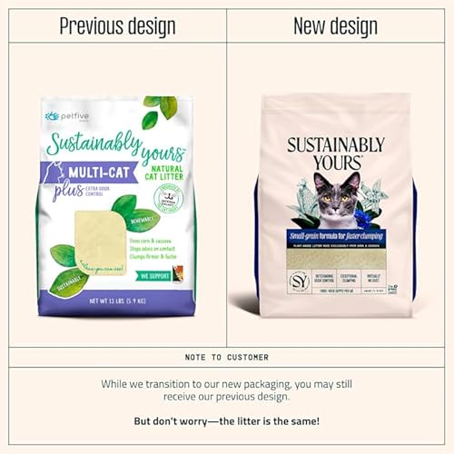 Sustainably Yours Natural Cat Litter - Exceptional Odor Control, Fast Clumping - 13 lbs