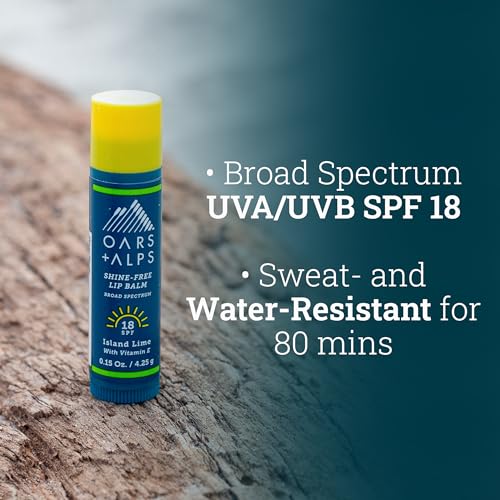 Oars + Alps Lip Balm - Hydrating SPF 18, Moisturizing, Island Lime Scent - 0.15 Oz Each, 3 Pack