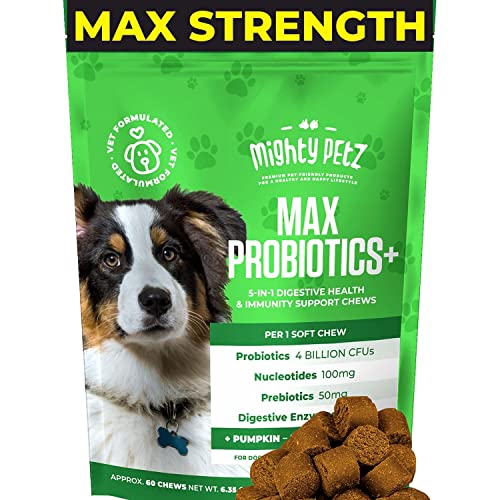 Mighty Petz MAX Probiotics for Dogs - Gut Health, Allergy & Immunity Support - 4 Billion CFUs