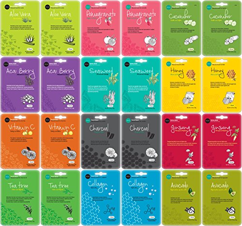 Celavi Collagen Face Mask - Antioxidant-Rich Hydration, Cruelty-Free, 24 Sheets, Made in Korea