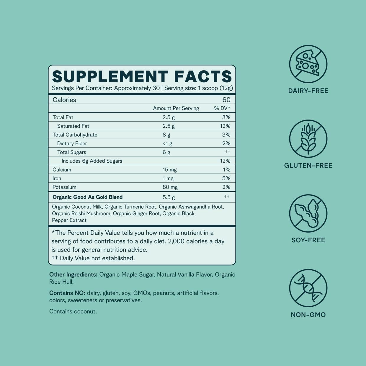Ora Organic Golden Milk Powder - Supports Inflammation Response, Vegan, Gluten-Free - 30 Servings