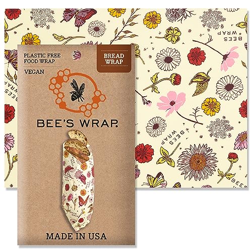 Bee's Wrap Reusable Vegan Food Wraps - Organic Cotton, Natural Seal, Assorted Sizes (3 Pack)