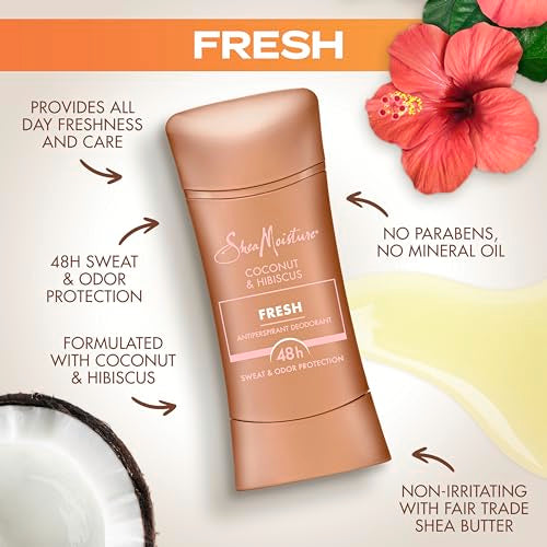 SheaMoisture Antiperspirant Deodorant - 48HR Sweat & Odor Protection, Coconut & Hibiscus - 2.6oz