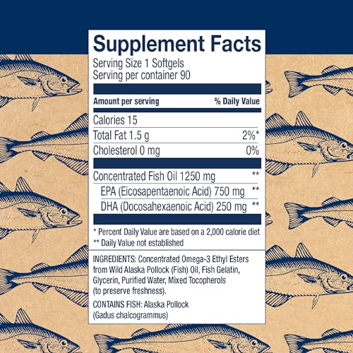 Wiley's Finest Omega-3 Fish Oil - 1000mg EPA & DHA for Joint & Heart Health - 90 Softgels