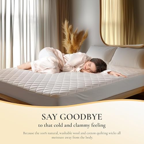 Sleep & Beyond myProtector Waterproof Mattress Protector - Natural Wool Comfort, Fits King 76x80