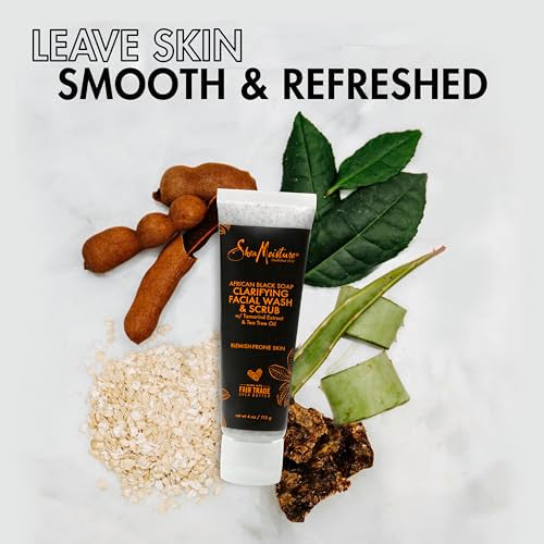 SheaMoisture Face Wash & Scrub - Clarifies Blemish-Prone Skin, Tea Tree Oil & Tamarind - 4oz