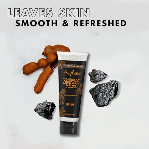 SheaMoisture Face Wash & Scrub - Clarifies Blemish-Prone Skin, Tea Tree Oil & Tamarind - 4oz