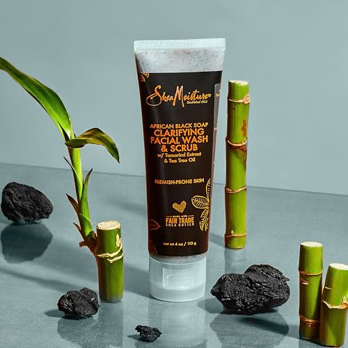 SheaMoisture Face Wash & Scrub - Clarifies Blemish-Prone Skin, Tea Tree Oil & Tamarind - 4oz