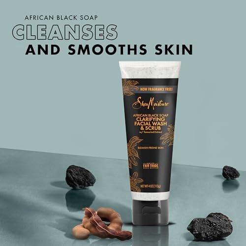 SheaMoisture Face Wash & Scrub - Clarifies Blemish-Prone Skin, Tea Tree Oil & Tamarind - 4oz