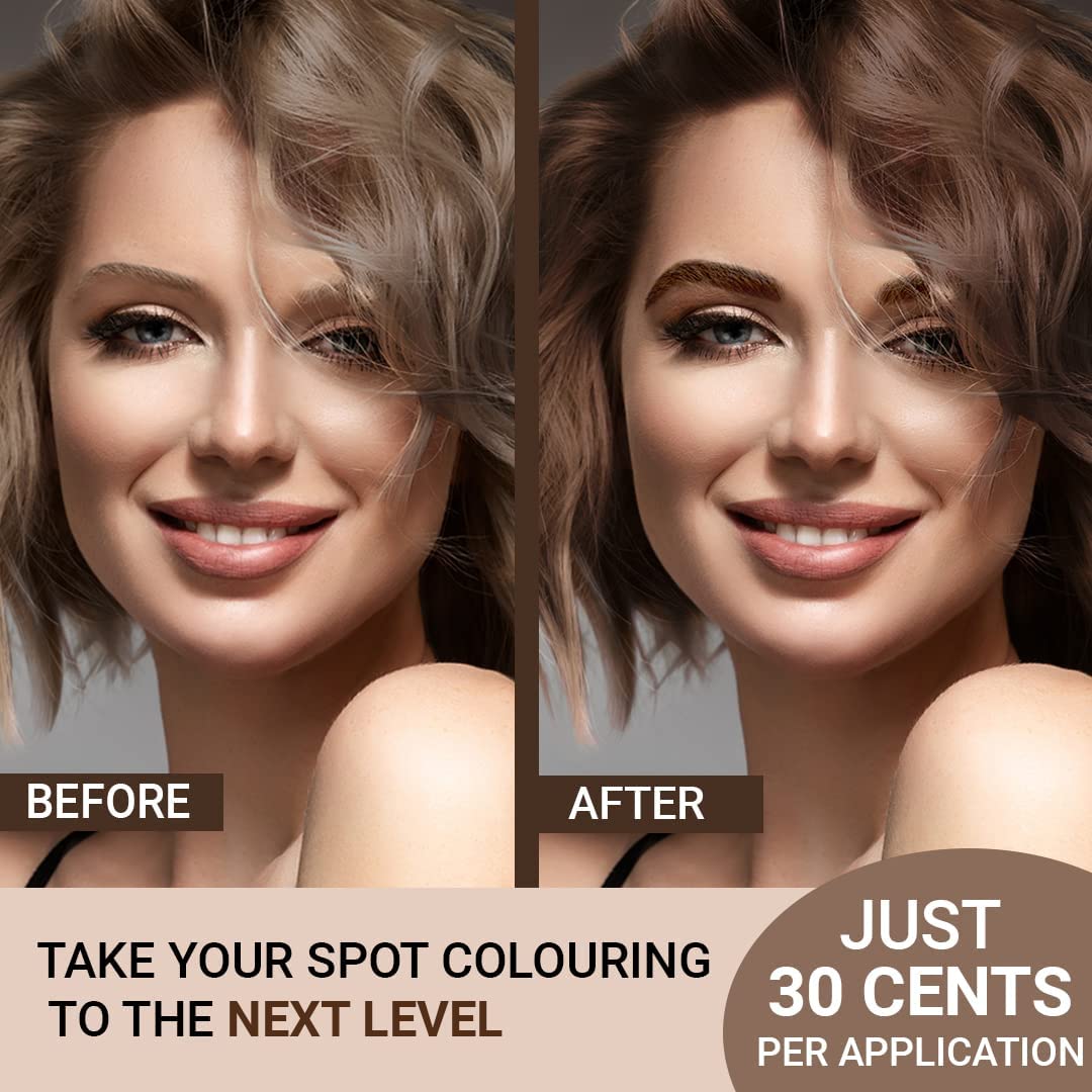 MinaiBrow Dark Brown Tint Kit - Natural Spot Coloring, 100% Gray Coverage, Vegan - 30 Applications