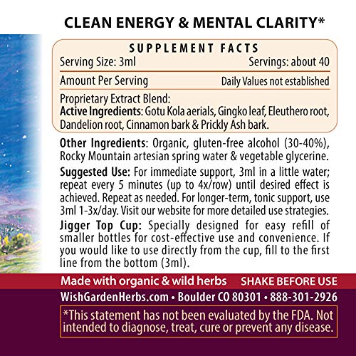 WishGarden Herbs Genius Juice - Herbal Brain Booster for Focus & Clarity, Non-GMO - 4oz