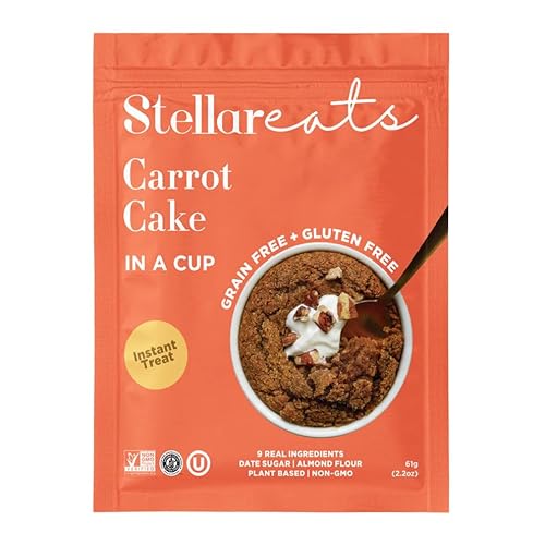 Stellar Eats Instant Carrot Muffin Snack - 7g Protein, Grain-Free, 9 Real Ingredients - 8 Pack
