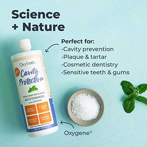 Oxyfresh Fluoride Mouthwash - Cavity Protection for Sensitive Teeth, Refreshing Peppermint - 16oz