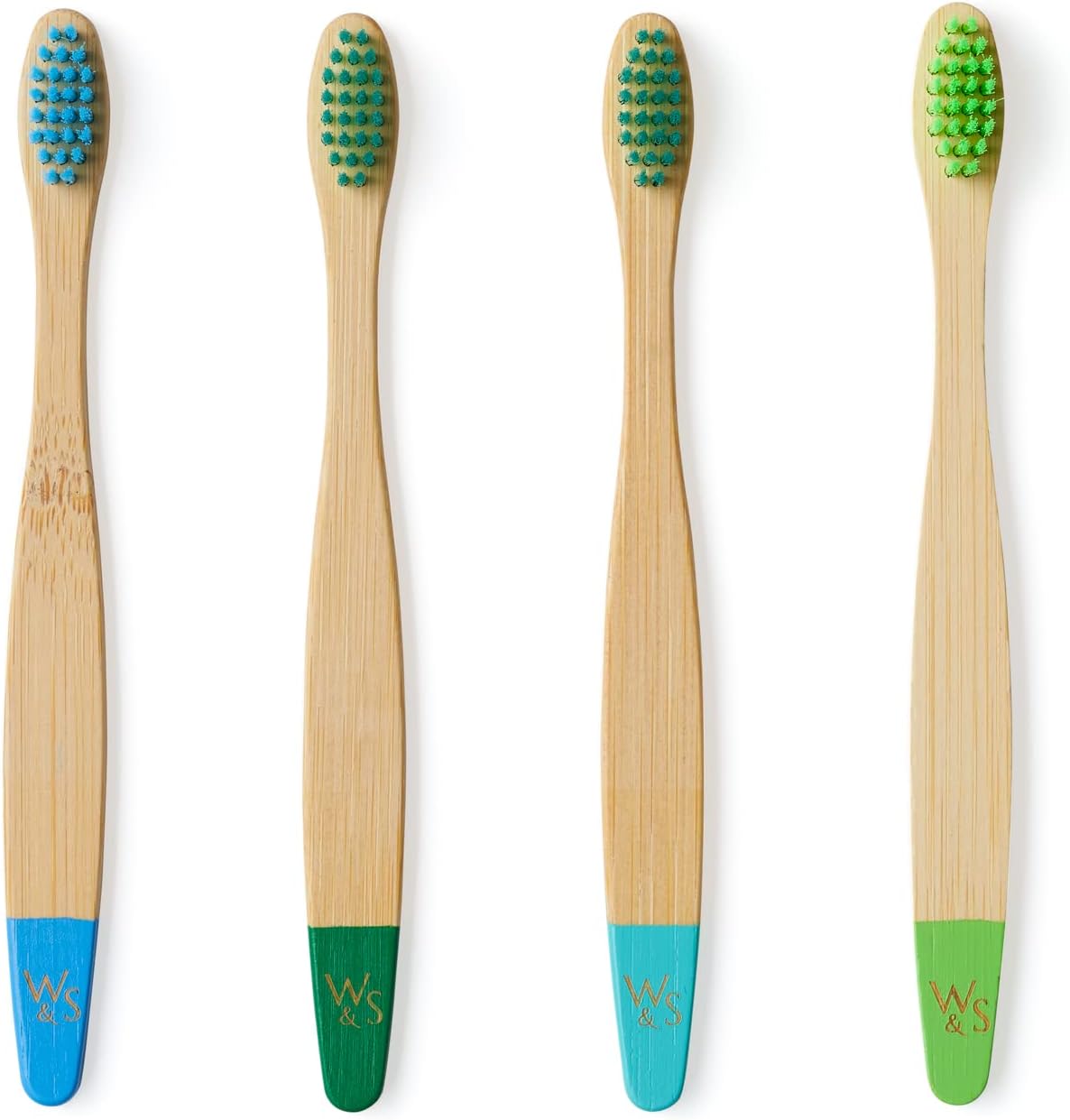 Wild & Stone Kids Bamboo Toothbrush Set - Soft Bristles, 100% Biodegradable, Vegan - 4 Pack
