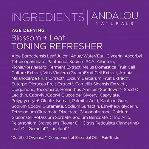Andalou Naturals Face Toner - Hydrating with Resveratrol & Aloe, 98% Nature-Derived - 6oz