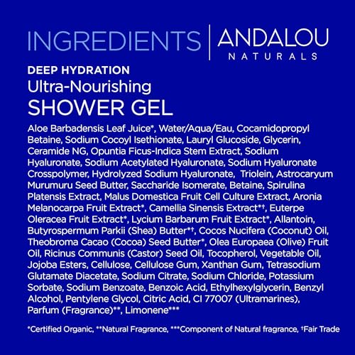Andalou Naturals Body Wash - Deep Hydration, Vegan Formula with Hyaluronic Acid - 8.5 fl oz