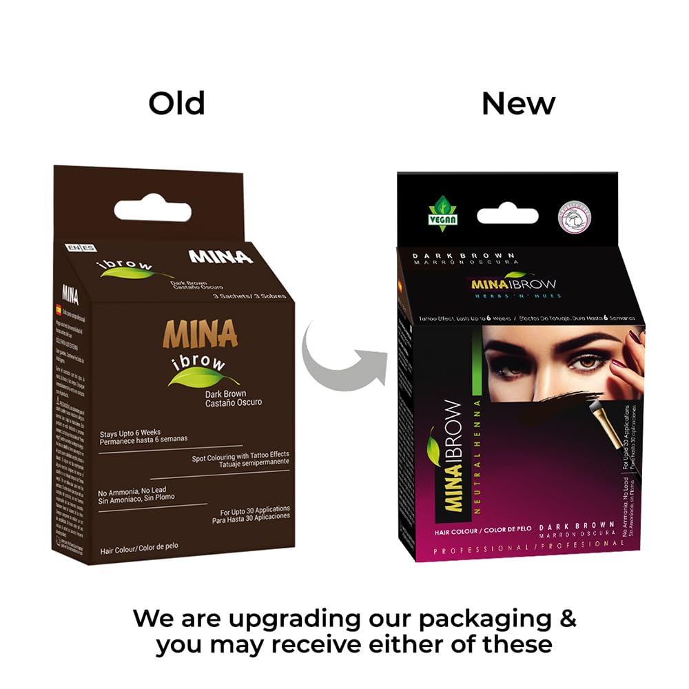 MinaiBrow Dark Brown Tint Kit - Natural Spot Coloring, 100% Gray Coverage, Vegan - 30 Applications