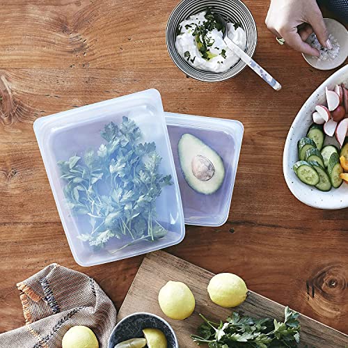 Stasher Silicone Food Storage Bags - Versatile, Leakproof, Reusable, Dishwasher Safe - 2 Pack