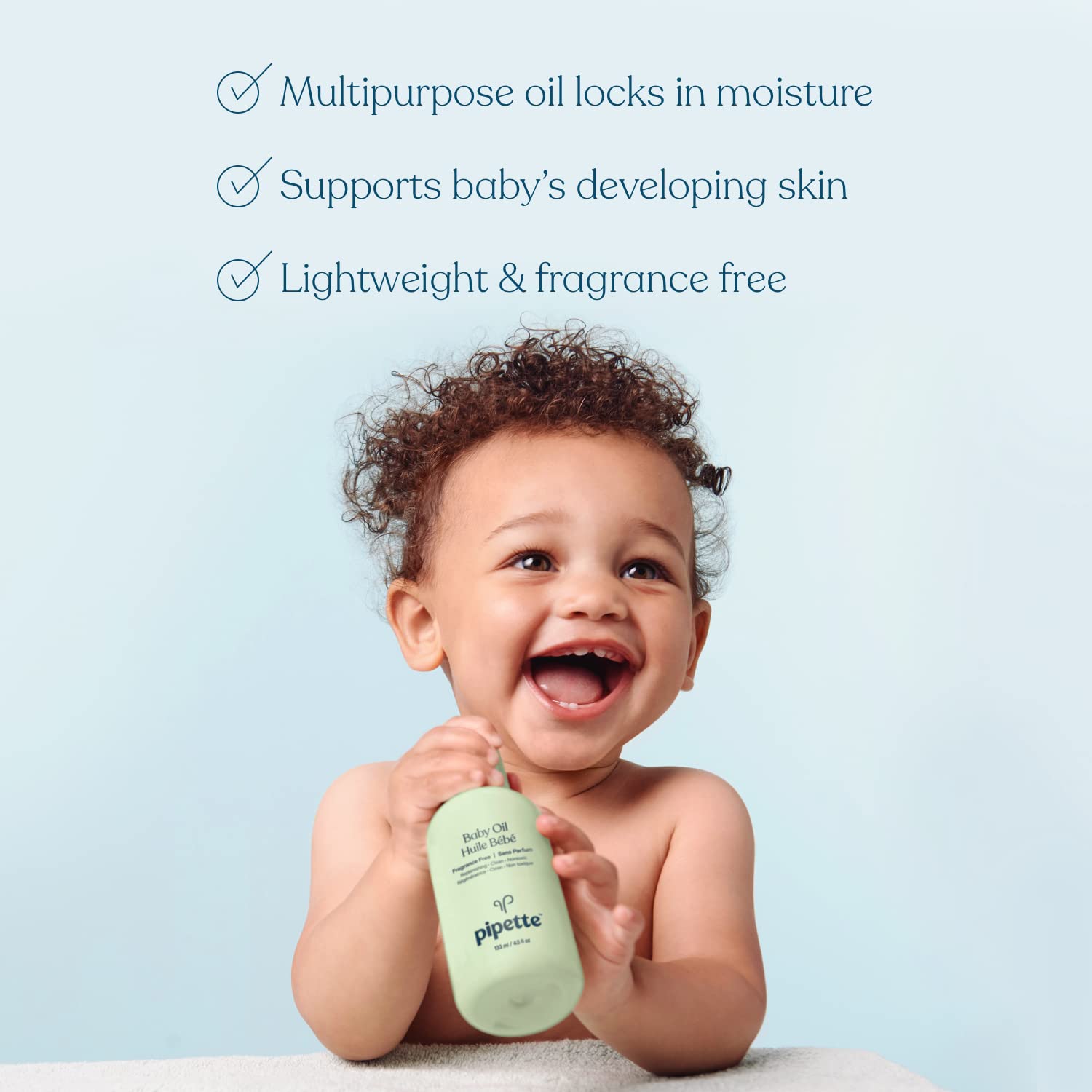 Pipette Baby Body Oil - Nurtures & Moisturizes Sensitive Skin, Fragrance-Free, 4.5 fl oz