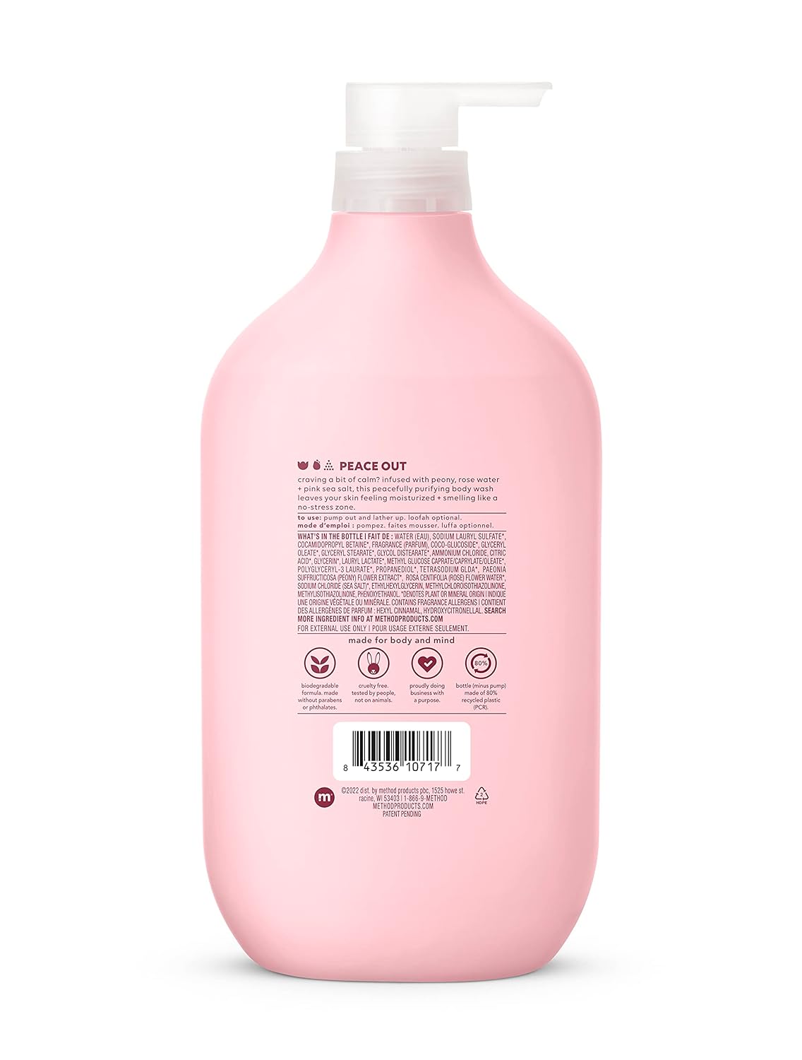 Method Body Wash - Paraben & Phthalate Free, Moisturizing Peony & Rose Water - 28 oz