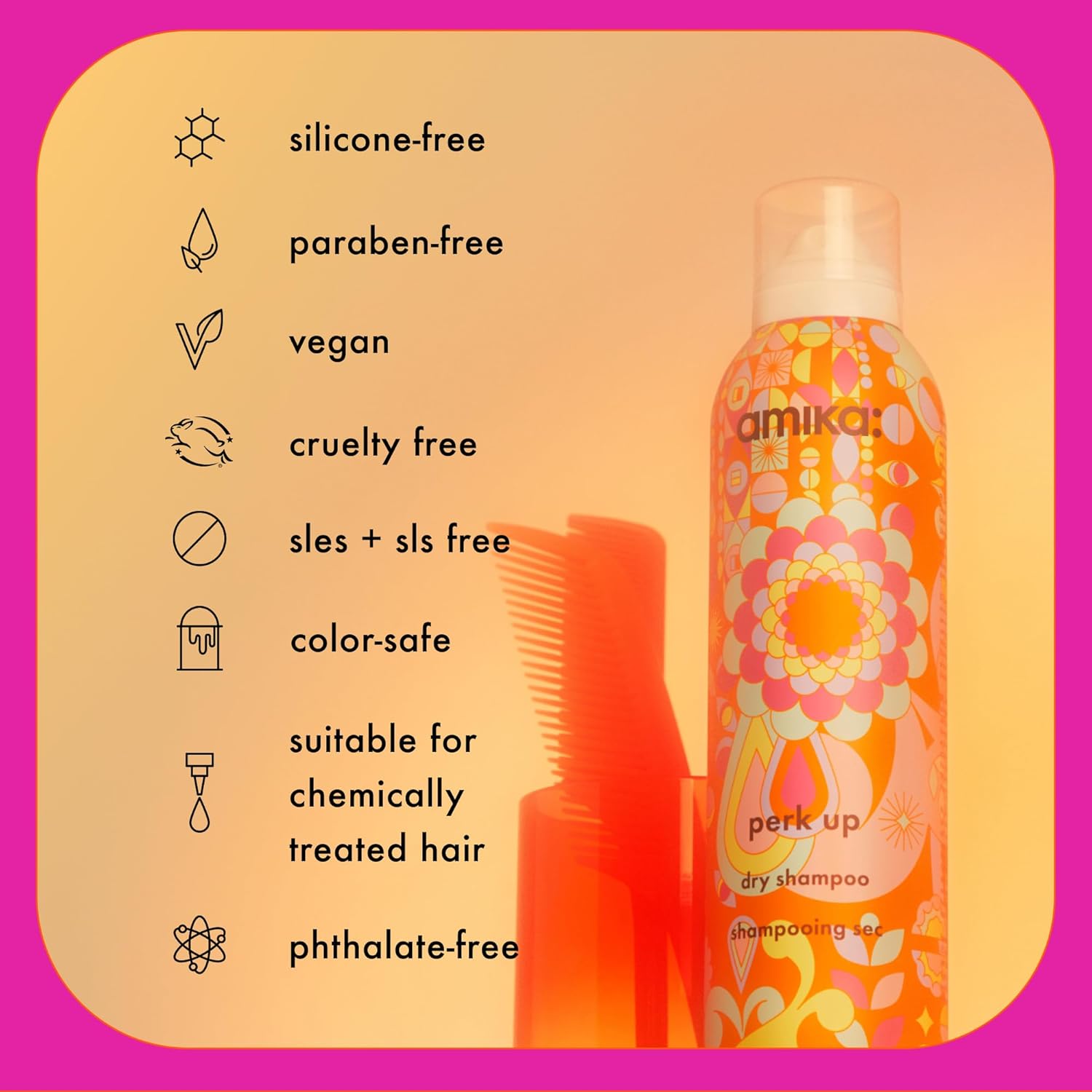 amika Perk Up Dry Shampoo - Fresh Look with No Residue, Rice Starch Formula - 5.3 oz