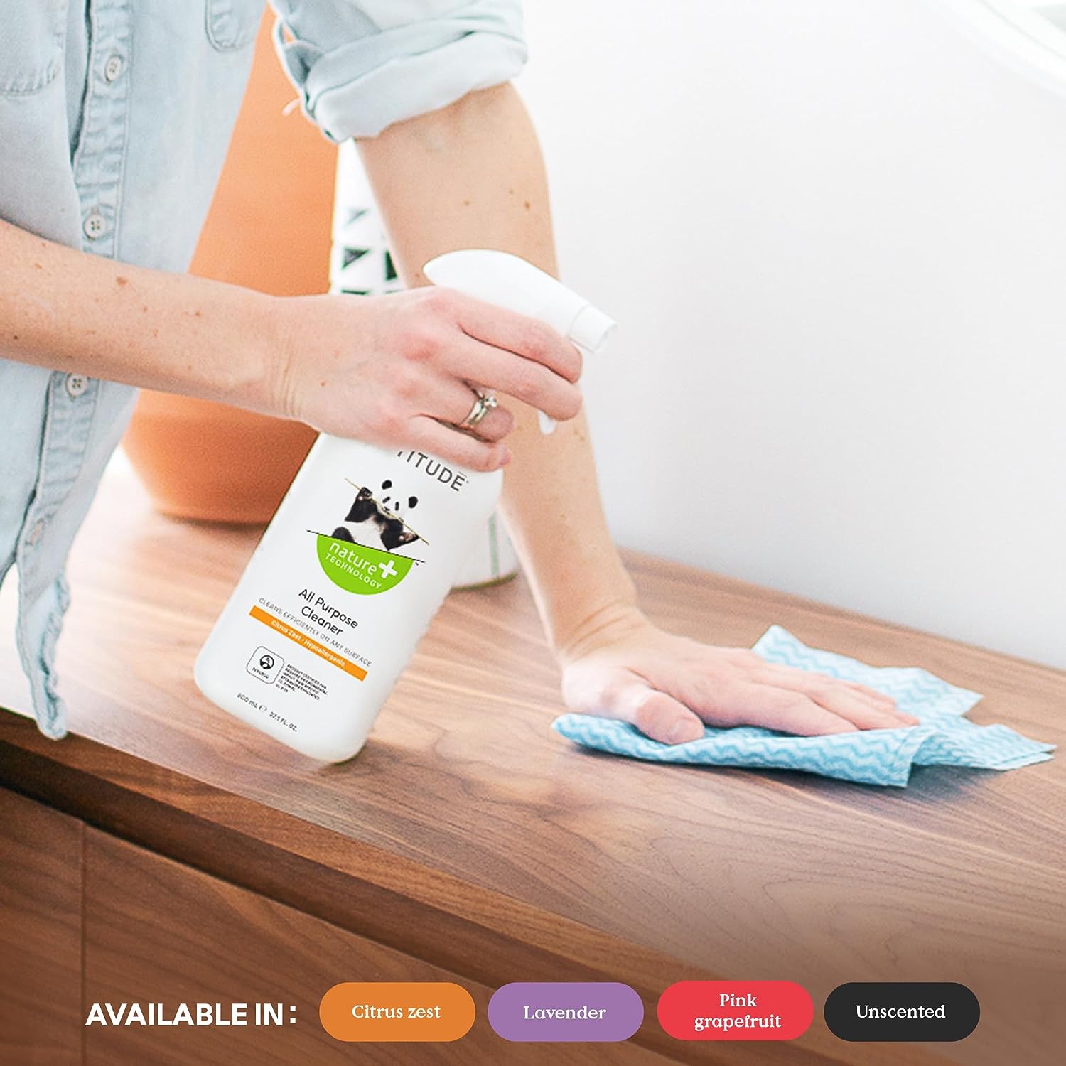ATTITUDE All Purpose Cleaner - EWG Verified, Vegan, Naturally Derived, Citrus Zest - 27.1 Fl Oz