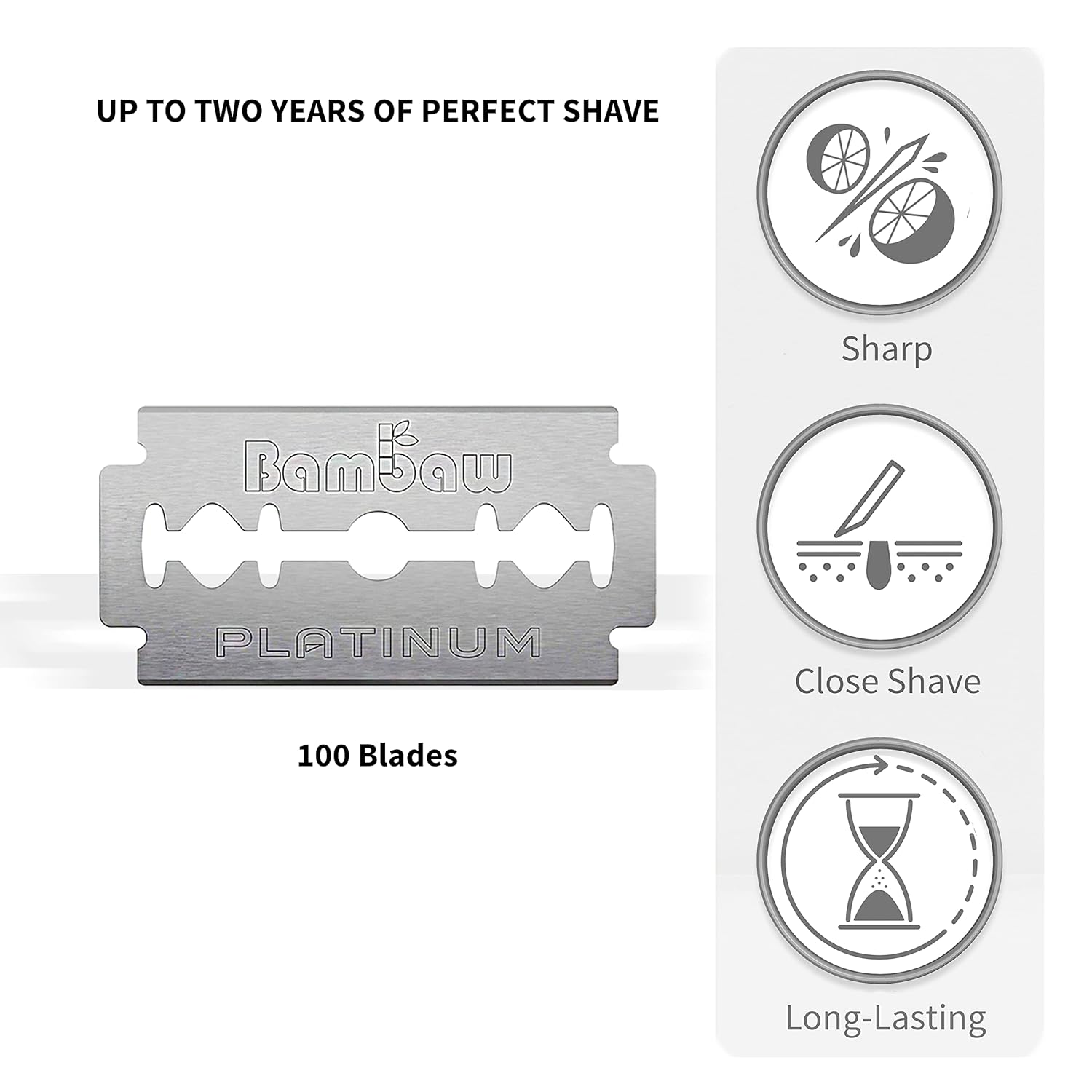 Bambaw Safety Razor Blades - Sharp, Durable, Plastic-Free, 100 Pack for 18-24 Months