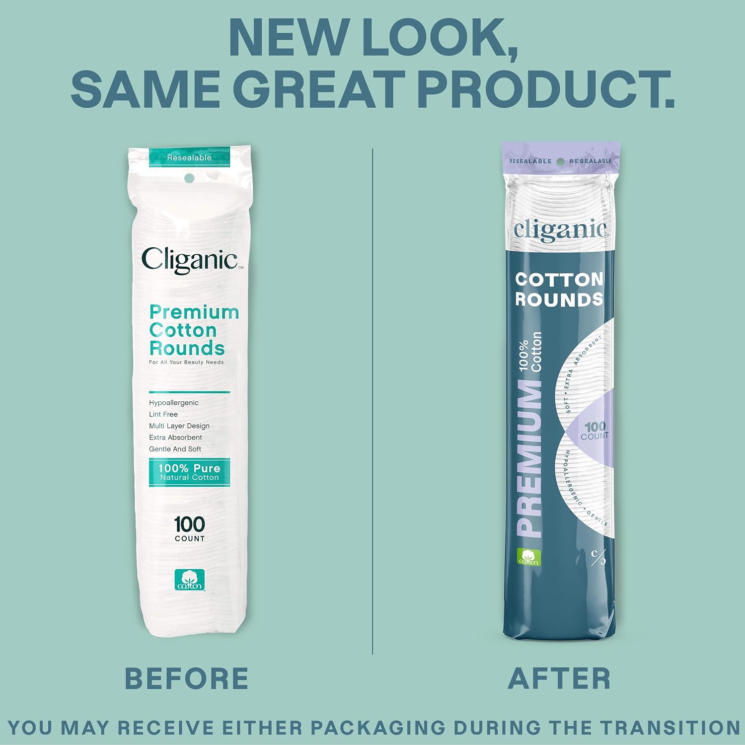 Cliganic Cotton Rounds - Lint-Free, Hypoallergenic Makeup Remover, 100% Pure Cotton - 300 Count