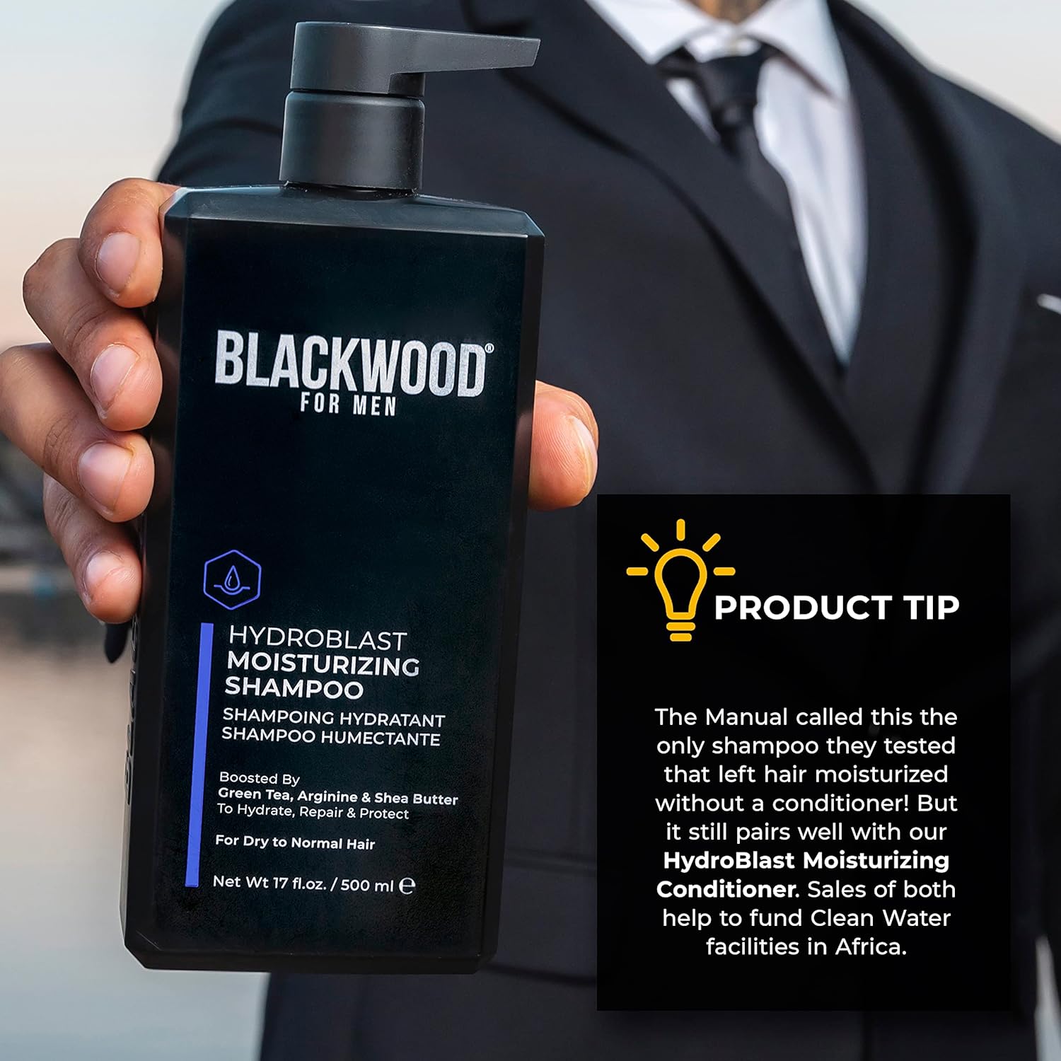 Blackwood For Men Shampoo - Moisturizes & Repairs Coarse, Curly Hair with Ginseng & Ginger - 17oz