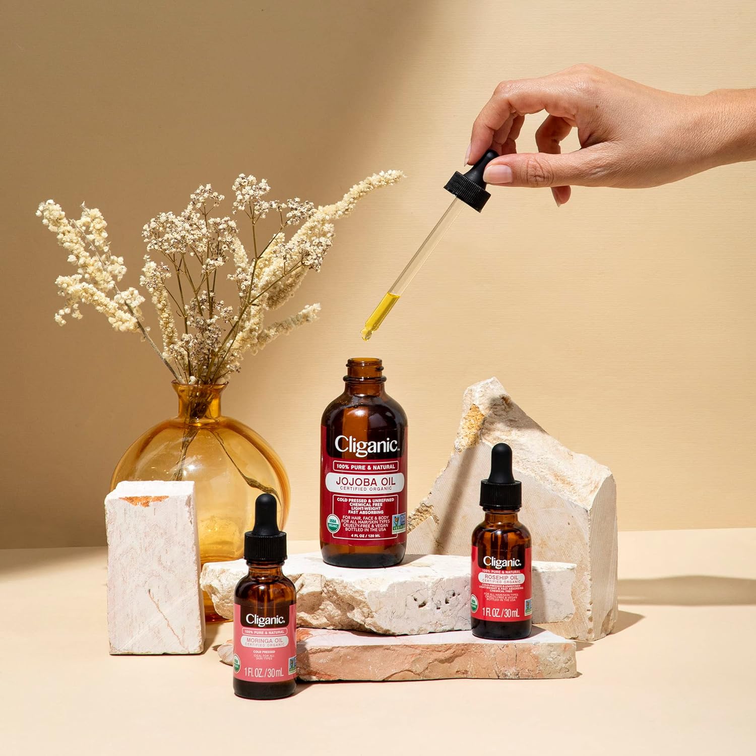 Cliganic Organic Jojoba Oil - 100% Pure Moisturizing Oil for Skin & Hair, Non-GMO, Vegan - 4oz