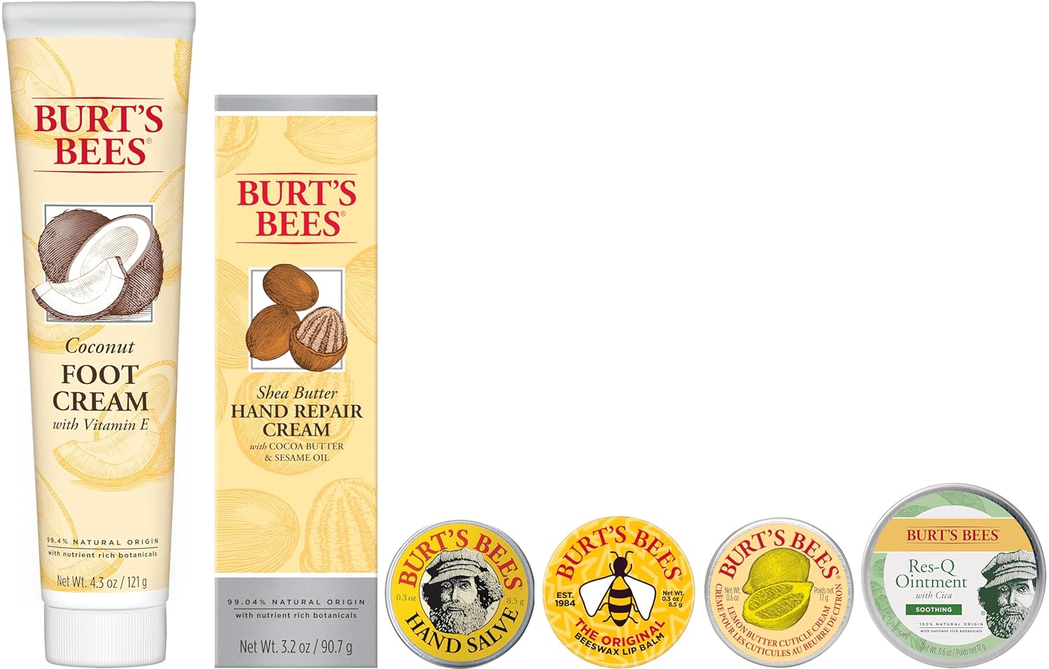 Burt's Bees Bath & Body Set - Nourishing Skin Care for Hands, Feet & Lips - 6 Products in Tin