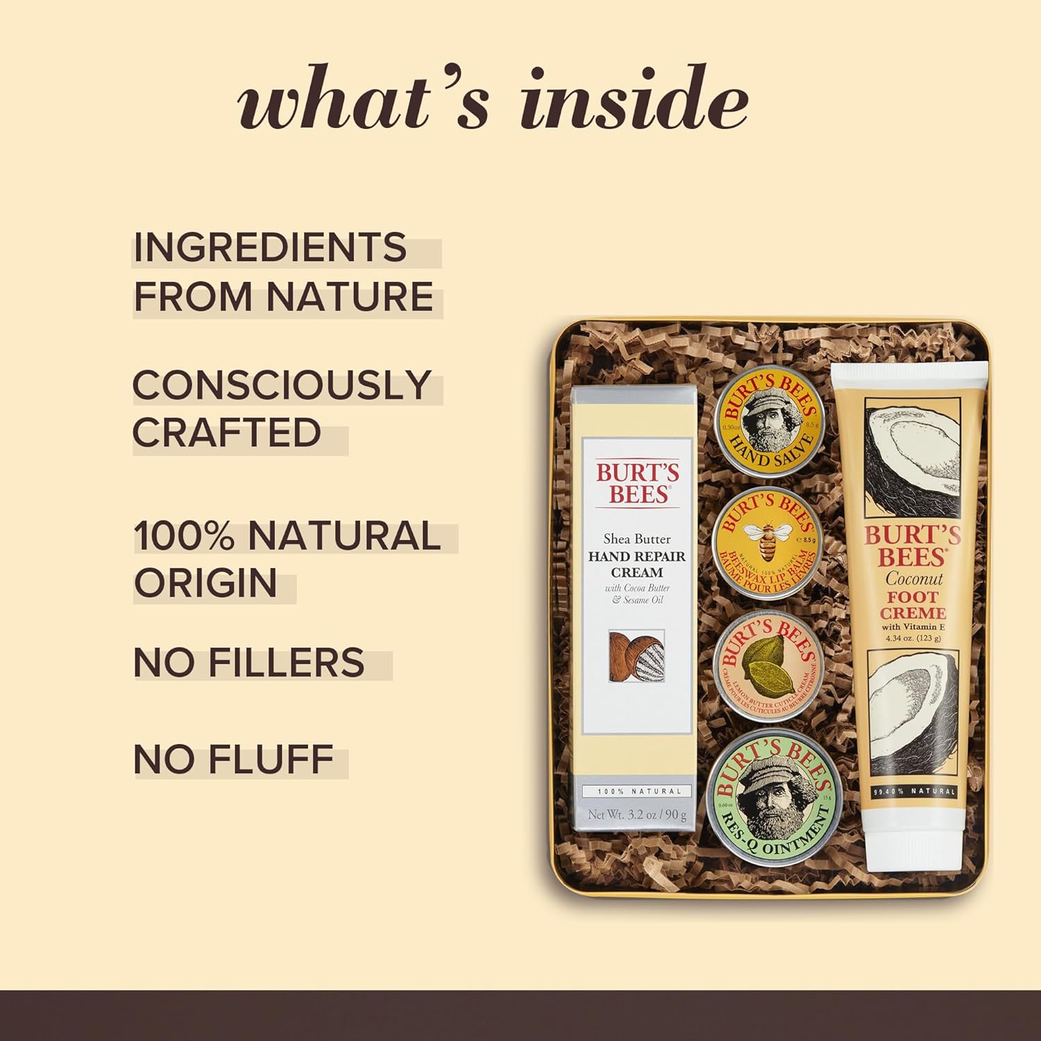 Burt's Bees Bath & Body Set - Nourishing Skin Care for Hands, Feet & Lips - 6 Products in Tin