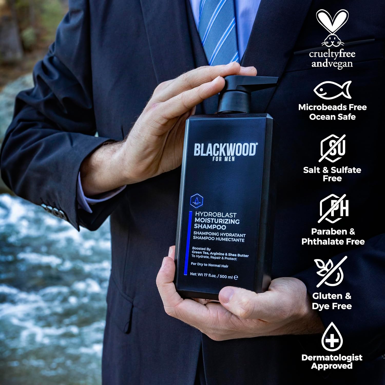 Blackwood For Men Shampoo - Moisturizes & Repairs Coarse, Curly Hair with Ginseng & Ginger - 17oz
