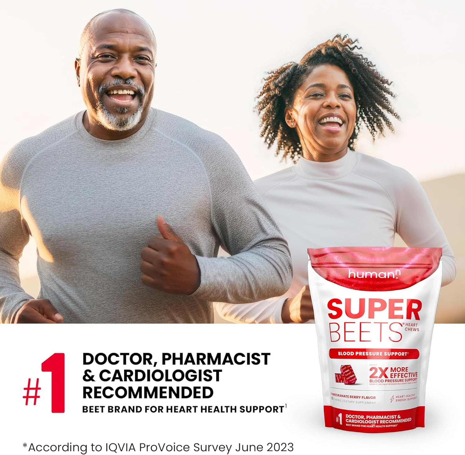 humanN SuperBeets Heart Chews - Blood Pressure & Energy Support, Grape Seed Extract - 60 Count