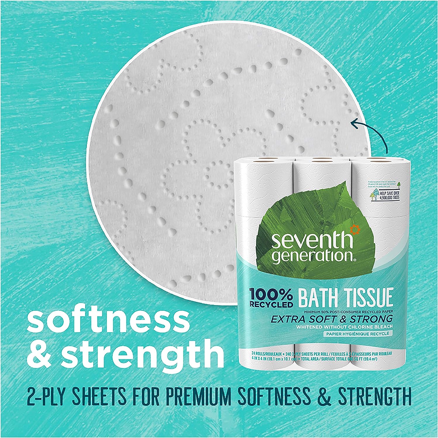 Seventh Generation Toilet Paper - Soft, Strong, 100% Recycled, Chlorine-Free - 48 Rolls