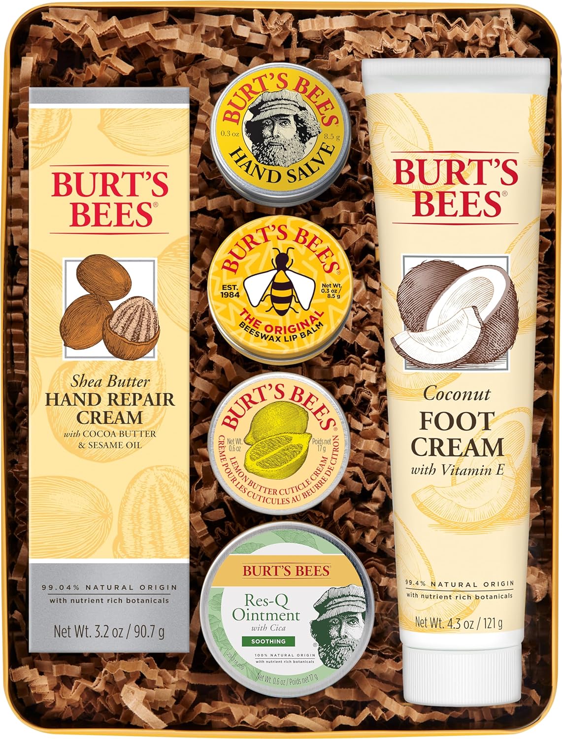 Burt's Bees Bath & Body Set - Nourishing Skin Care for Hands, Feet & Lips - 6 Products in Tin