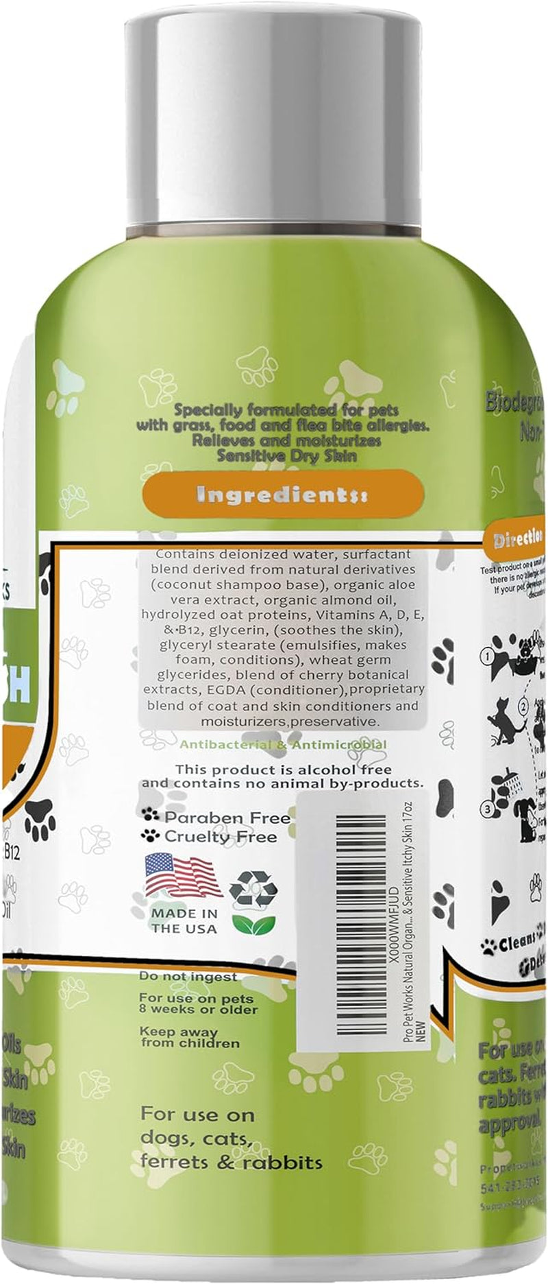 Oatmeal Dog Shampoo & Conditioner 17Oz [USA] 5 in 1 Plant-Based Organic Sulfate-Free Soap-Free-Tearless Moisturizer for Dandruff Allergies & Itchy Dry Sensitive Skin-Puppy Grooming []