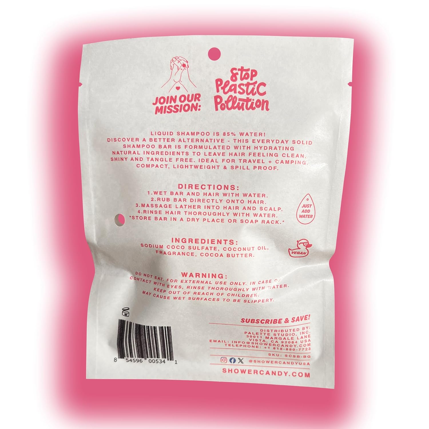 Shower Candy Natural Shampoo Bar - Soft, Clean Hair, Bergamot Grapefruit Scent - 1 Bar = 24oz