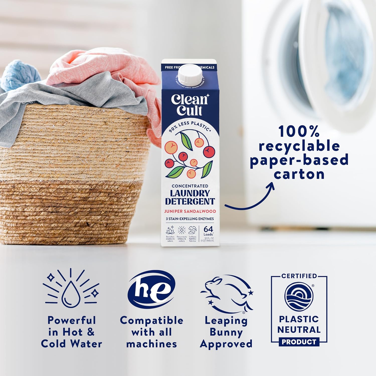 Ultra Concentrated Laundry Detergent - Fights Stains & Odors, Juniper Sandalwood Scent - 32oz