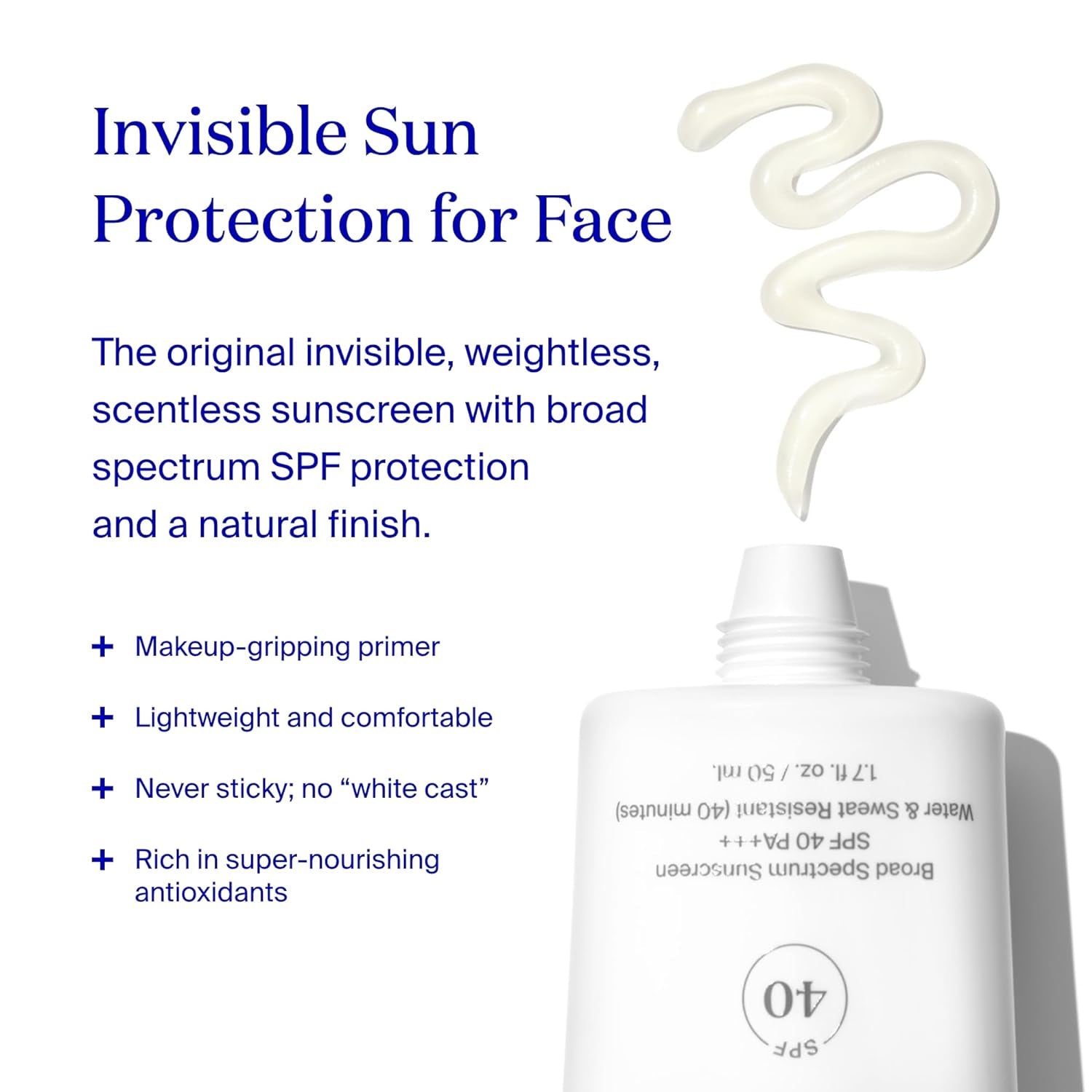 Unseen Sunscreen - SPF 40-1.7 Fl Oz - Invisible, Broad Spectrum Face Sunscreen - Weightless, Scentless, and Oil Free - for All Skin Types and Skin Tones
