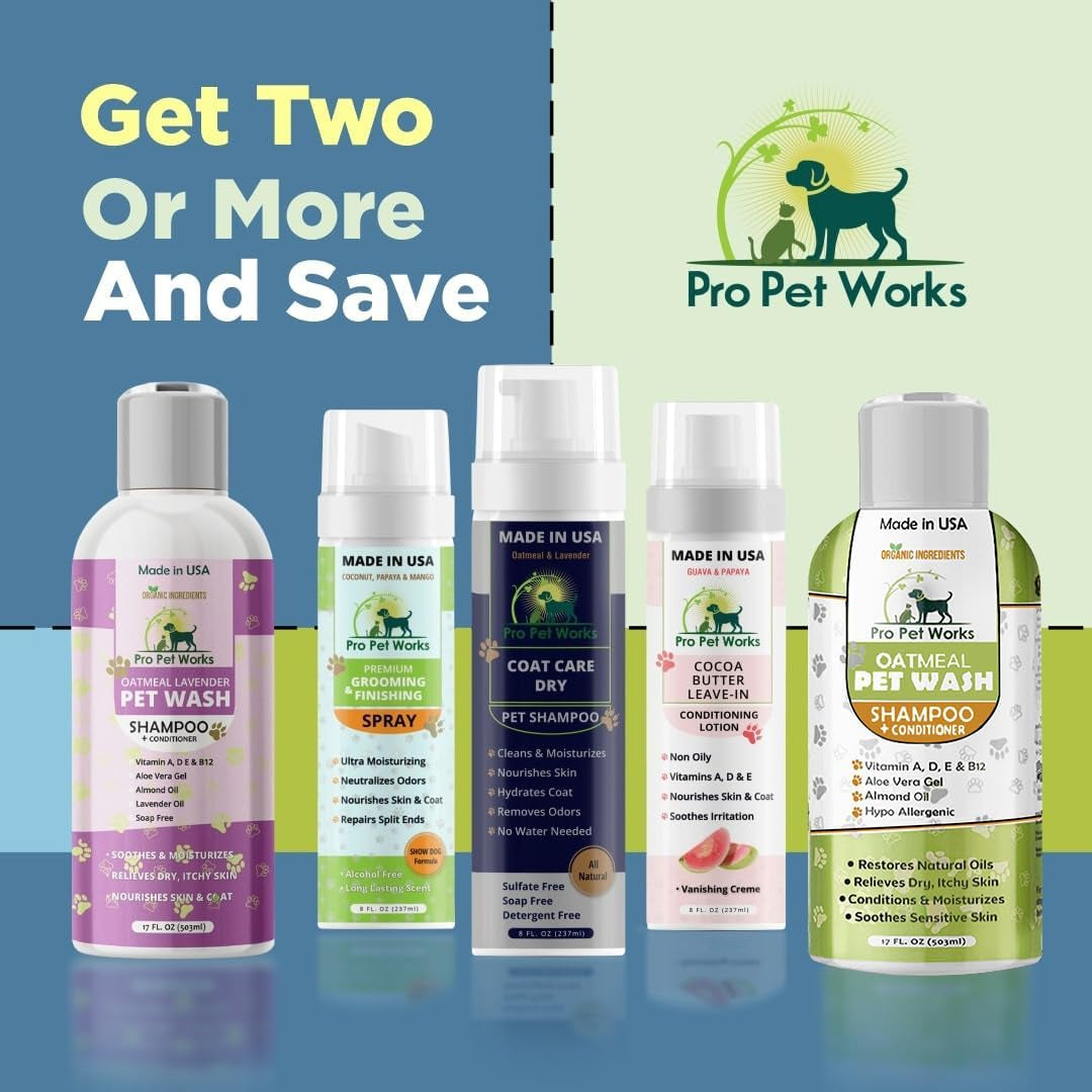 Oatmeal Dog Shampoo & Conditioner 17Oz [USA] 5 in 1 Plant-Based Organic Sulfate-Free Soap-Free-Tearless Moisturizer for Dandruff Allergies & Itchy Dry Sensitive Skin-Puppy Grooming []
