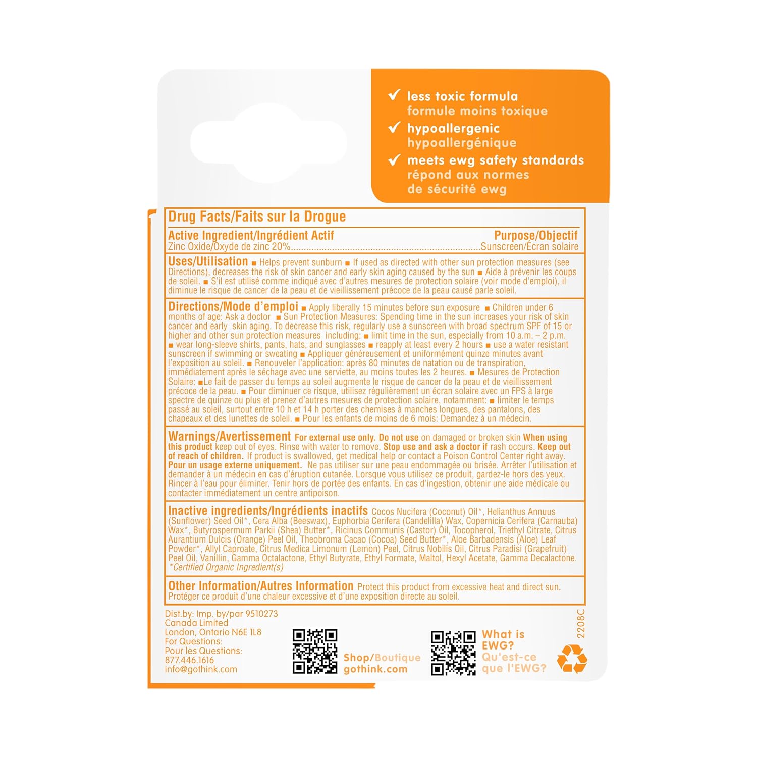 Thinkbaby SPF 30 Sunscreen Stick - Natural Mineral Protection, Water Resistant for All - 0.64oz